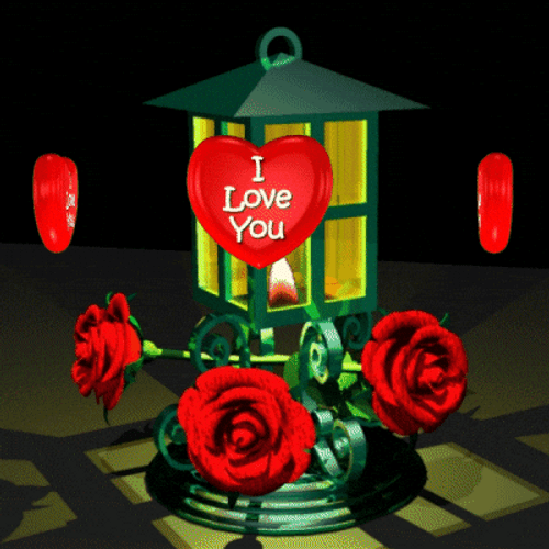 Luv U Spinning Heart Lantern GIF