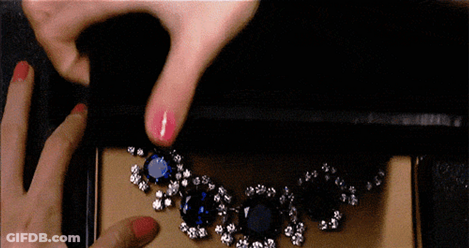 Luxurious Blue Diamond Necklace Jewelry GIF
