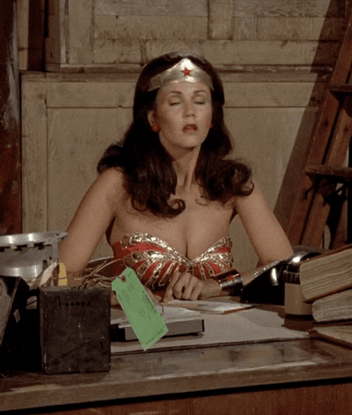 Lynda Carter Confused Wonder Woman GIF