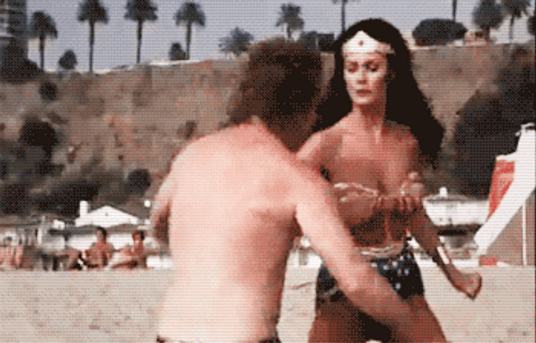 Lynda Carter Wonder Woman Beach GIF