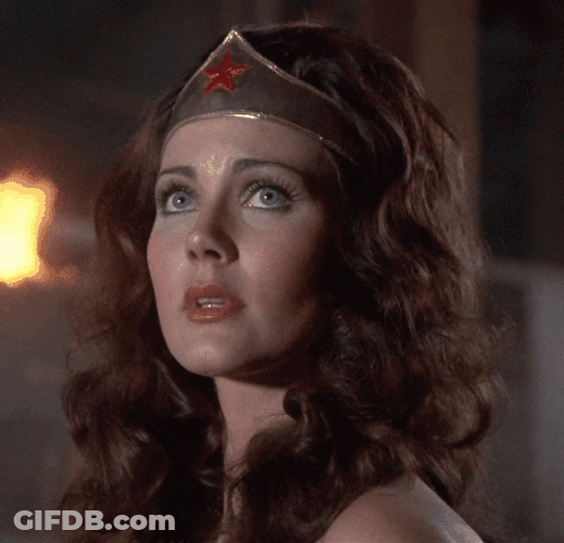 Lynda Carter Wonder Woman Look Up GIF