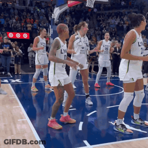 Lynx Basketball Players Are Dancing On The Court GIF