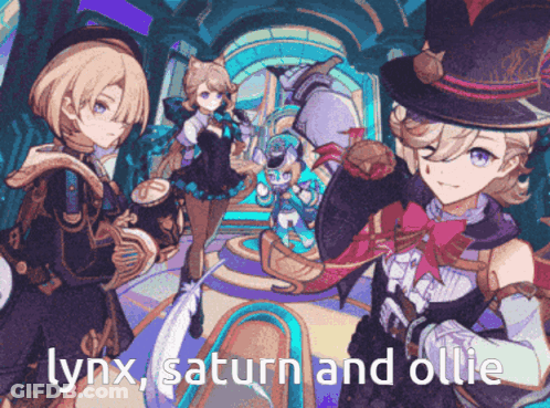 Lynx Saturn And Ollie Cartoon Blue Background GIF