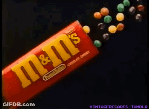 M&M's Peanut Butter Chocolate Caramel Candy Can GIF
