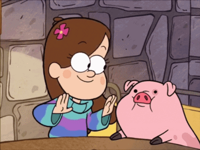 Mabel Pines Kissing Pig GIF