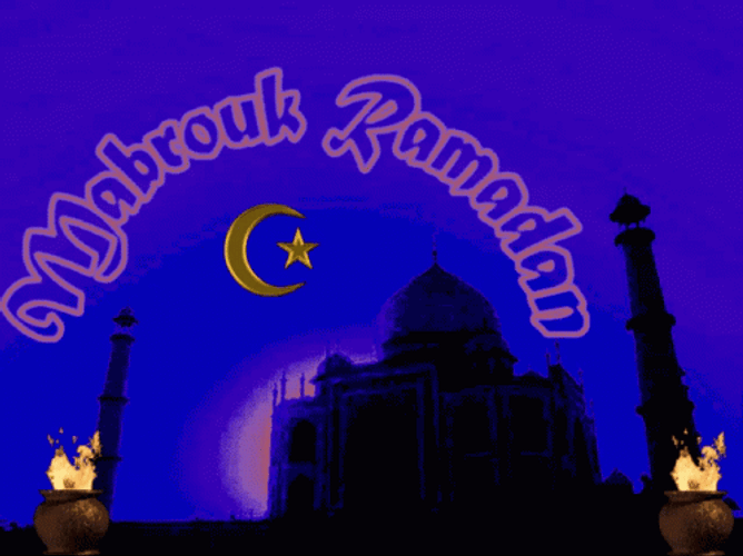 Mabrouk Ramadan Night View Mosque Jumma Mubarak GIF