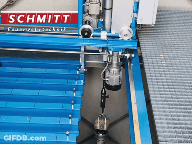 Machine Lifting Fire Hose GIF