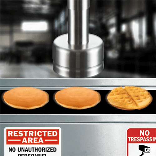 Machine Turning Pancakes Into Waffles GIF