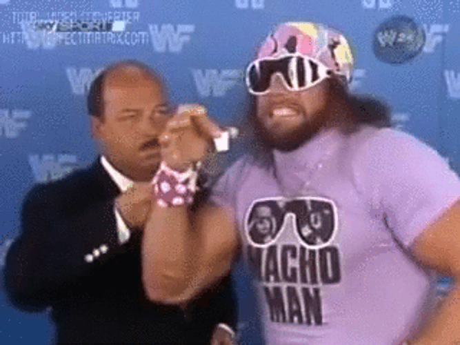 Macho Man Tipping Over GIF