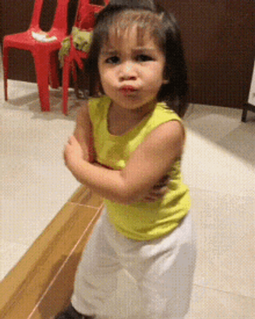 Mad Face Holding Grudge Little Girl Walk Away GIF
