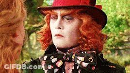 Mad Hatter In Red Top Hat And Bow Tie GIF