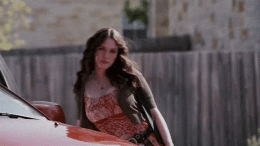 Mad Kat Dennings Closing The Car Door GIF