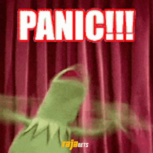 Mad Kermit Panicking GIF