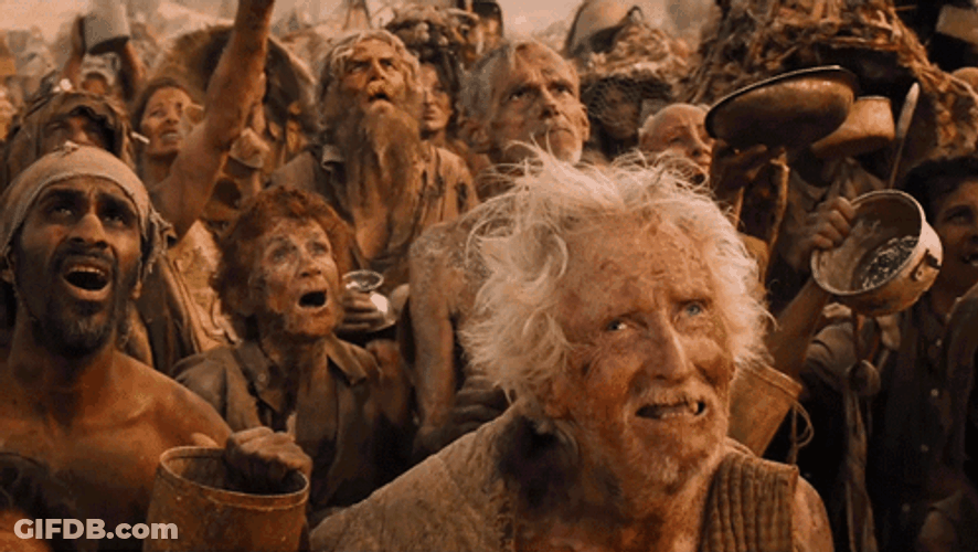 Mad Max Fury Road Hungry People Looking Up For Food GIF