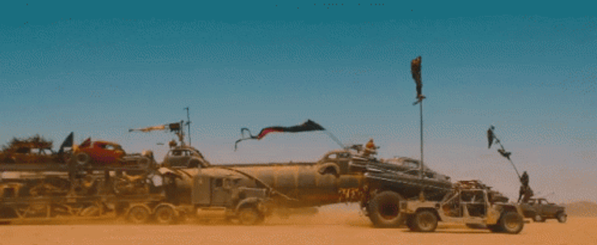 Mad Max Fury Road Rallying Vehicle On Desert Land GIF