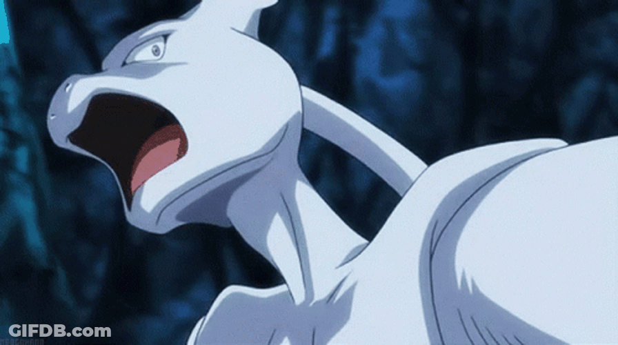 Mad Mewtwo Unleashing Powerful Strike GIF