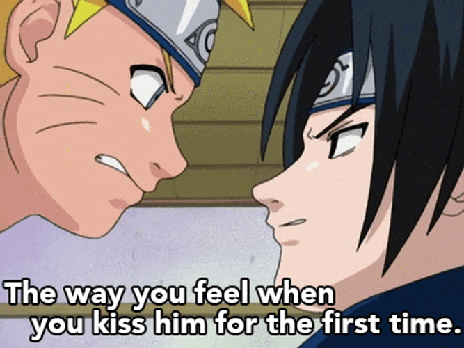 Mad Naruto Sasuke Suddenly Kiss GIF