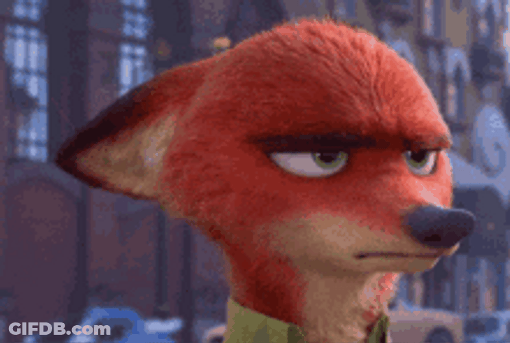 Mad Nick Wilde With Furrowed Eyebrows GIF