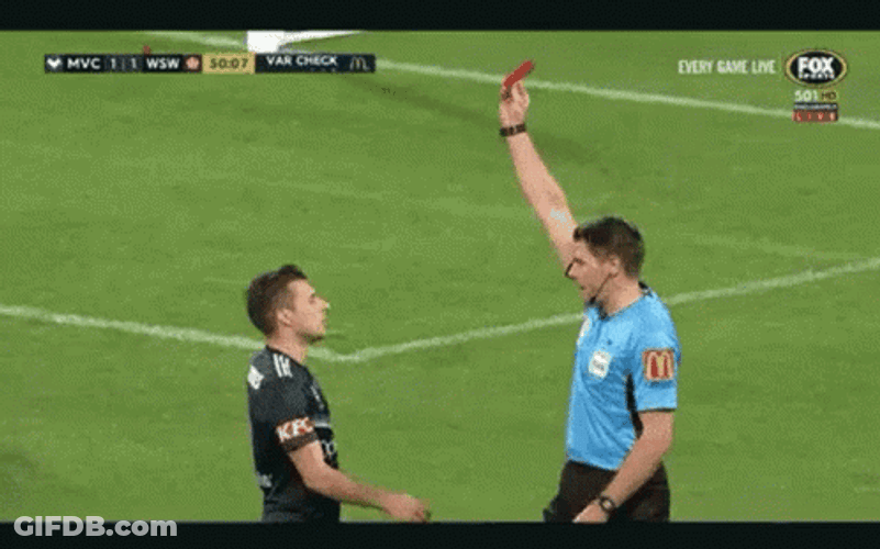 Mad Referee Raised Red Card GIF