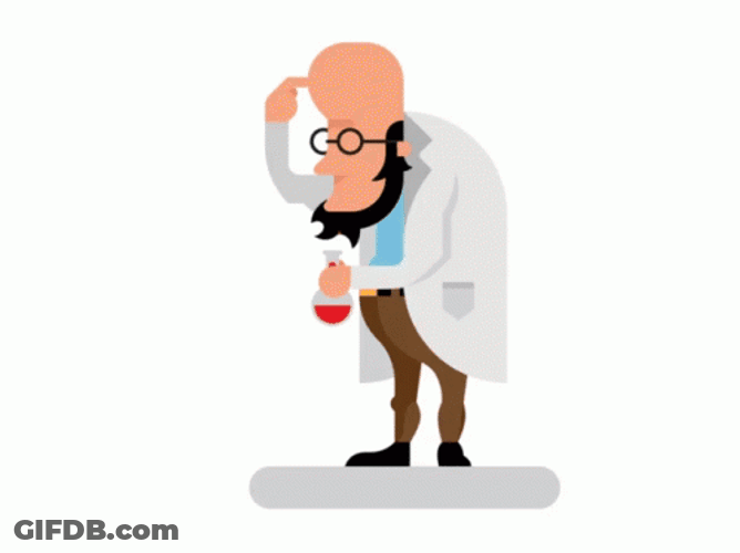 Mad Scientist Bubbling Flask Head Scratch GIF