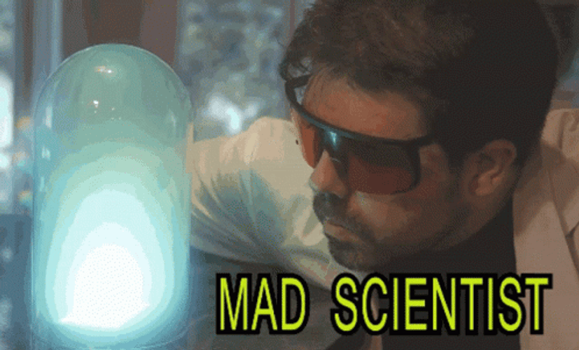 Mad Scientist Glowing Glass Bulb GIF