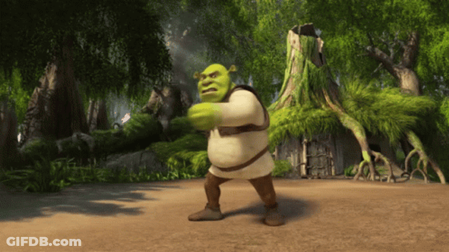 Mad Shrek Punching Himself GIF