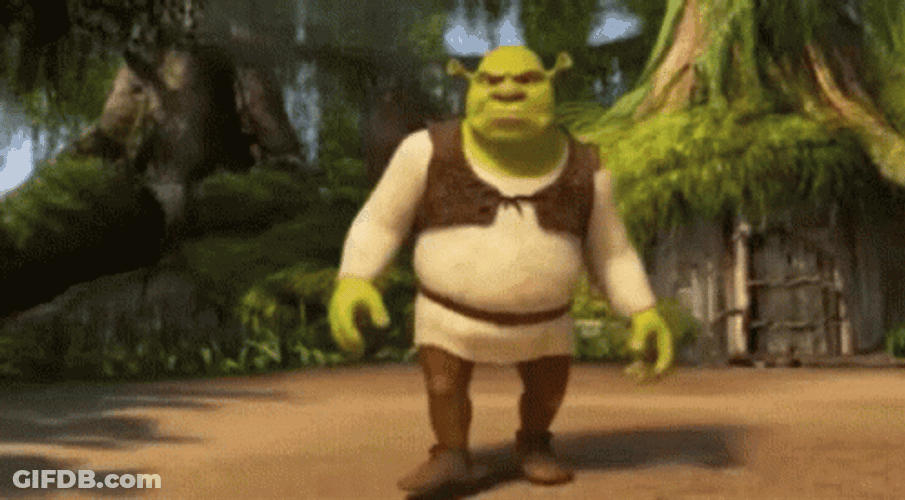 Mad Shrek Raising His Arms Halfway GIF