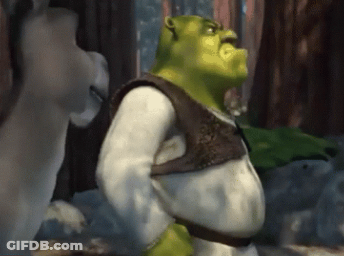 Mad Shrek Trying To Scare Donkey GIF
