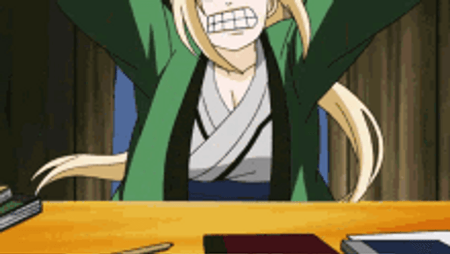 Mad Tsunade Slamming The Table GIF
