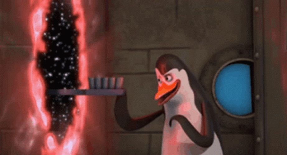 Madagascar Penguin Brush Teeth GIF