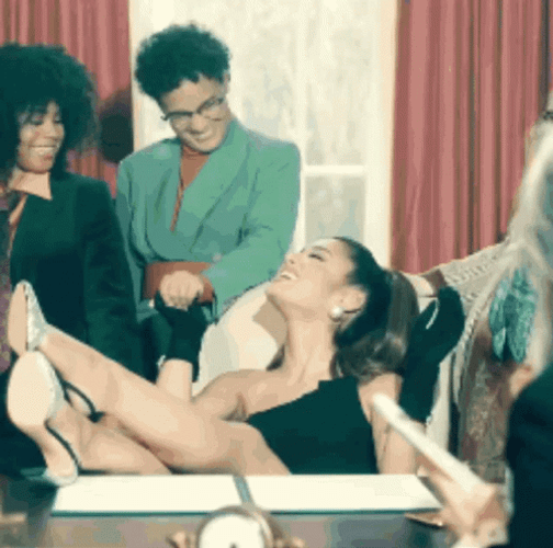 Madam President Ariana Grande Laughing With Staff GIF
