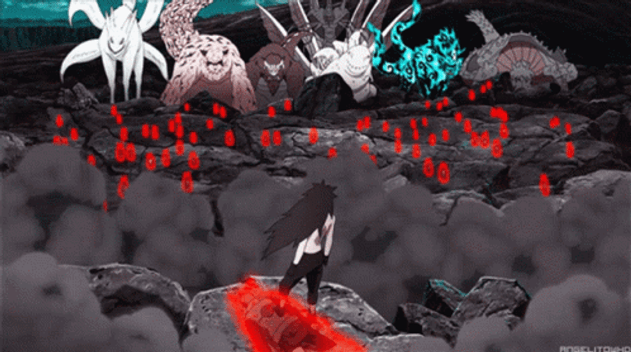 Madara Faces Tailed Beasts GIF