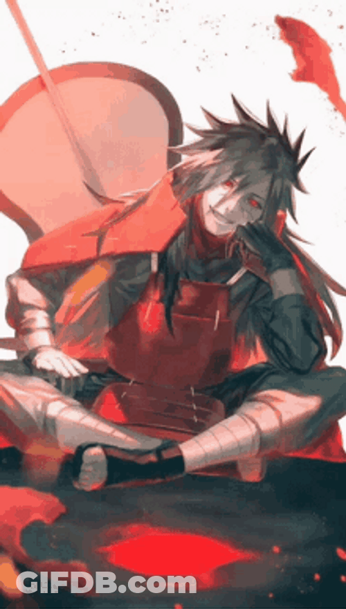 Madara Uchiha Sharingan And Gunbai Naruto Art GIF