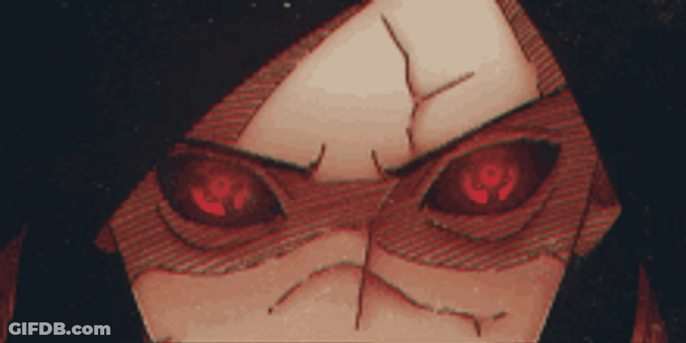Madara Uchiha Sharingan Broken Face Naruto GIF