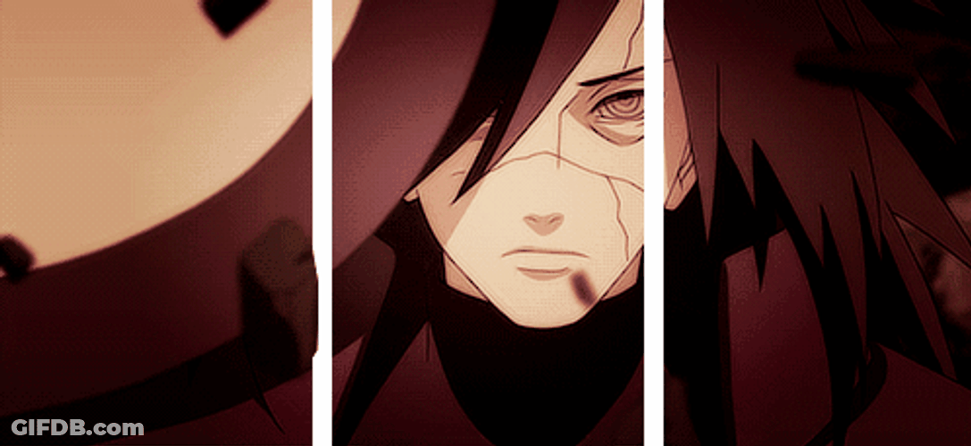 Madara Uchiha Staring While Rocks Floating GIF
