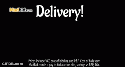 Madbid.com Red Truck Driving City Street GIF