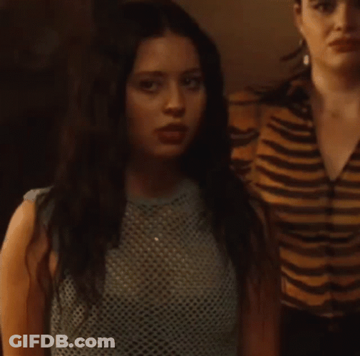 Maddy Perez Confused Looking Back GIF