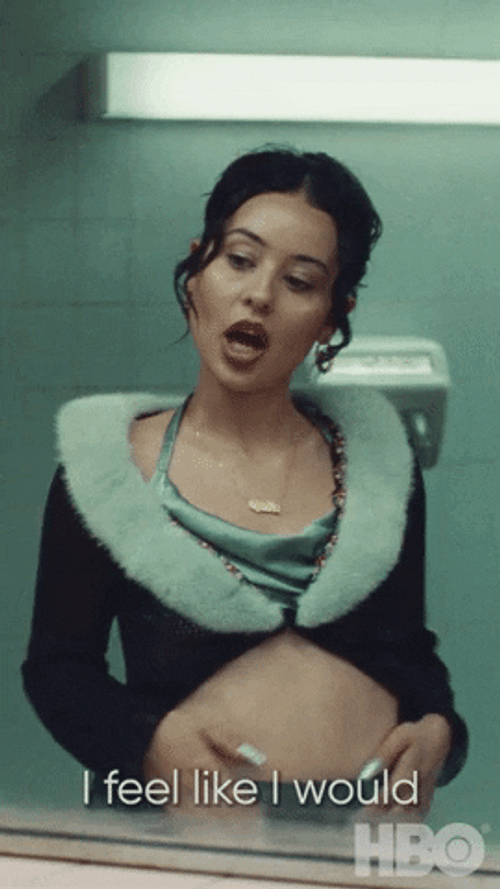 Maddy Perez Rubbing Belly Euphoria GIF