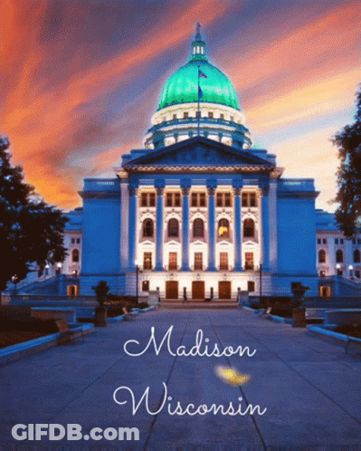 Madison Wisconsin Capitol Building At Night GIF