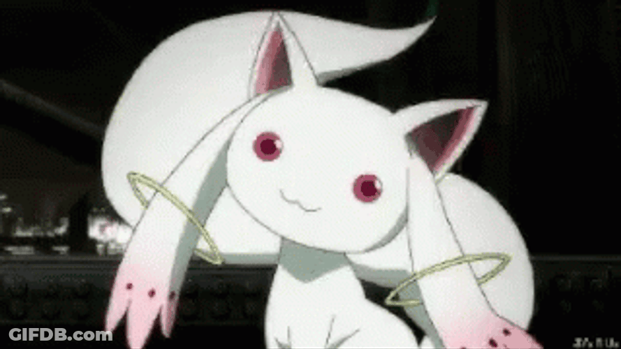 Madoka Magica Anime Cute Kyubey Wiggle Ears GIF
