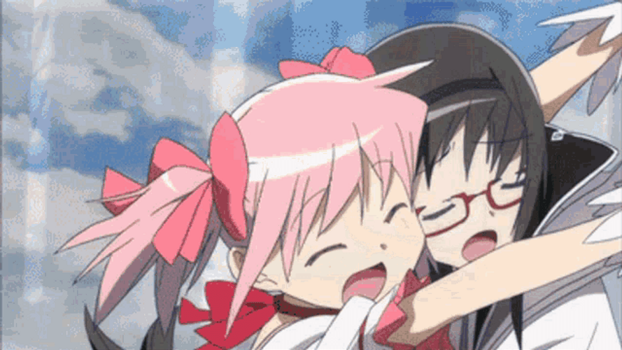 Madoka Magica Kaname Homura Akemi Happy Hug GIF