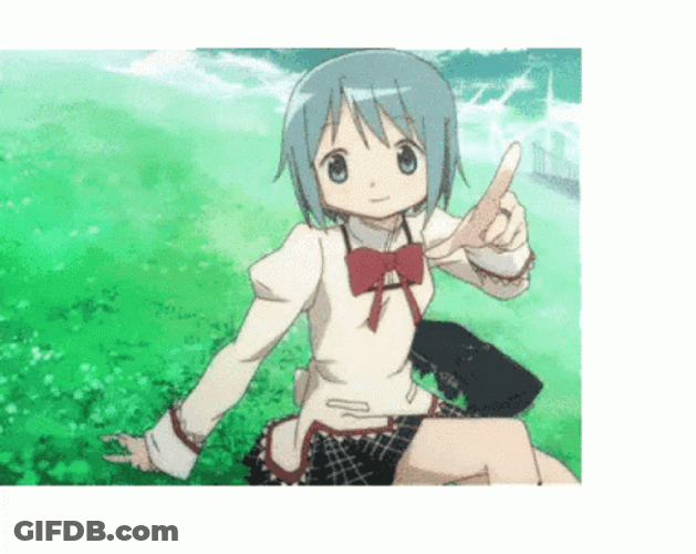 Madoka Magica Sayaka Miki Pointing Finger Loop GIF