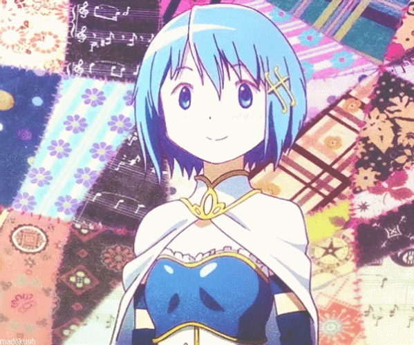 Madoka Magica Sayaka Miki Smile Pose GIF