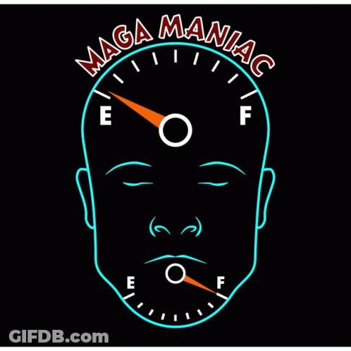 Maga Maniac Logo With Man's Head And Gauge GIF
