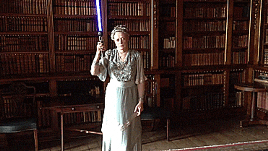 Maggie Smith Holding Lighsaber Meme GIF
