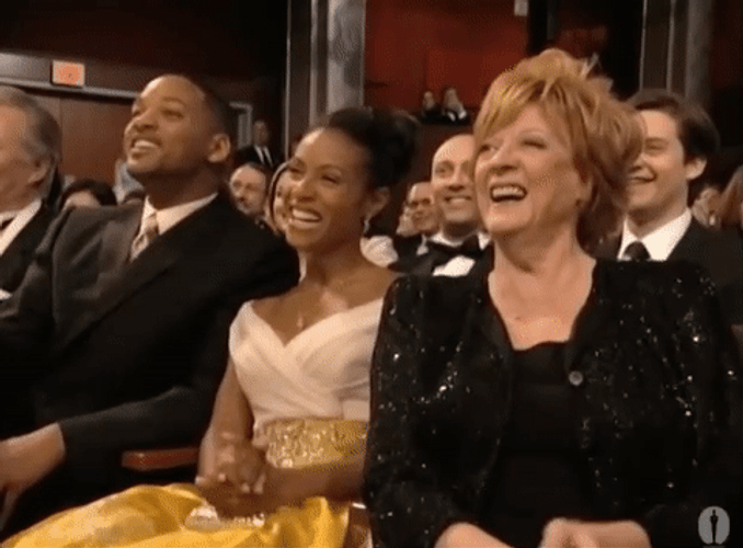 Maggie Smith Playful Reaction Oscars 2002 GIF