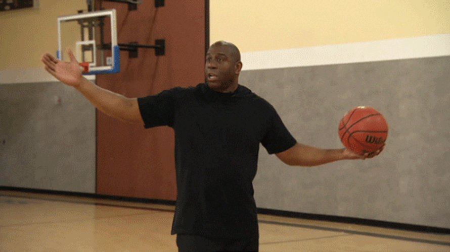 Magic Johnson Holding Ball GIF