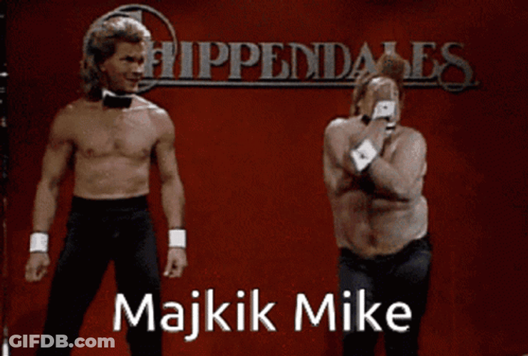 Magic Mike Chris Farley Patrick Swayze Parody GIF
