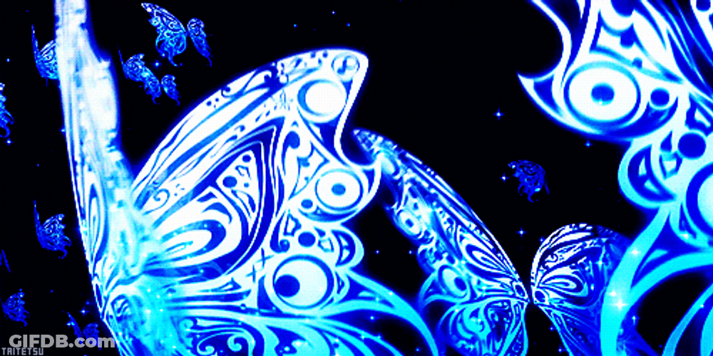 Magical Butterflies Glowing In The Dark GIF
