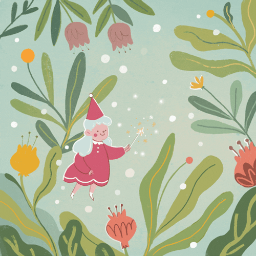 Magical Fairy In Green Floral Background GIF